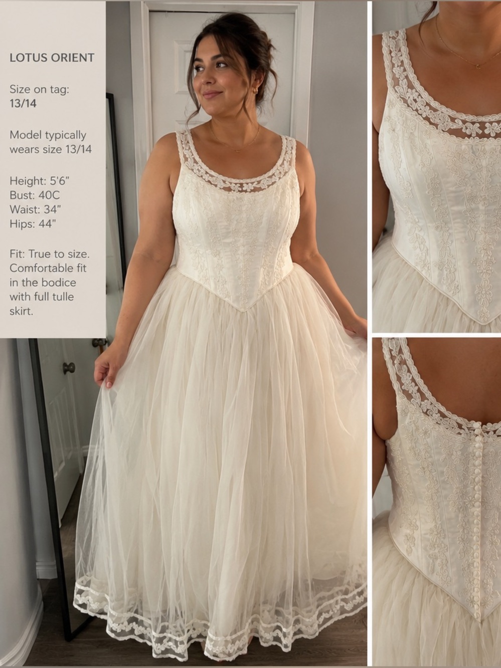 Lotus Orient — Never Worn — Ivory Lace Tulle - Wedding Dress (13/14)